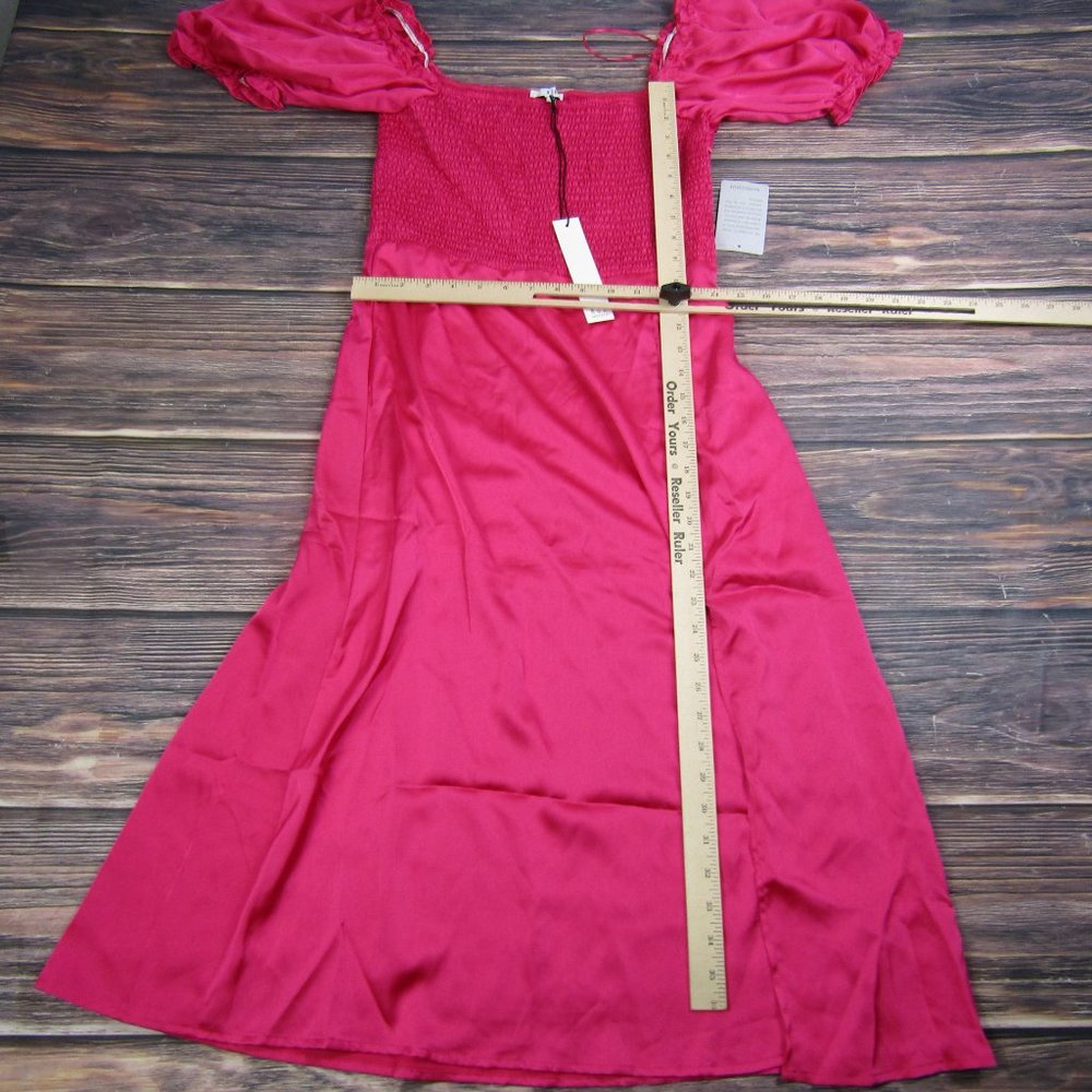 NSR NEW NWT Womens Medium Pink Lily Smocked Front Midi Dress - Picture 4 of 7